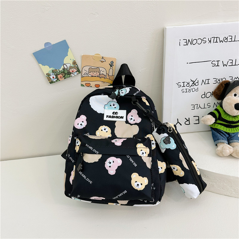 The 2024 new children's backpack cartoon kindergarten schoolbag with cute bear prints is a trendy lightweight backpack for boys and girls Specification drawing