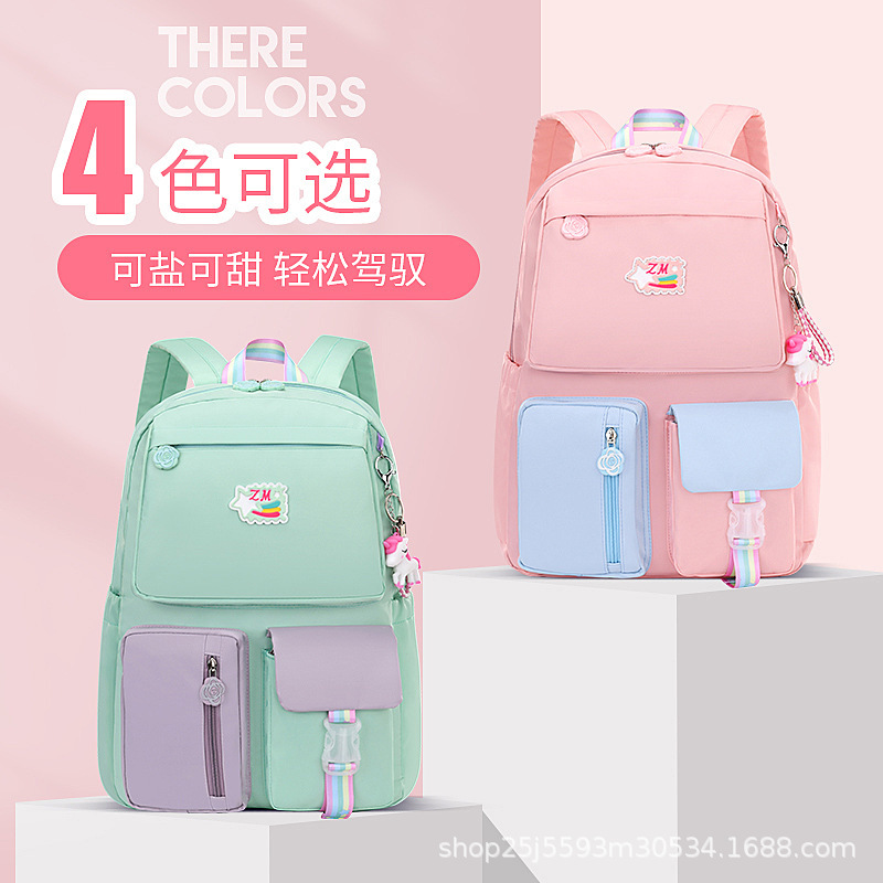 New large-capacity multi-functional backpacks for girls from grades one, two, three to six, featuring a refrigerator style details Picture