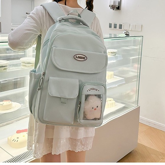 A new high-appearance-level college style ins sweet and cute schoolbag, a versatile and large-capacity backpack for junior and senior high school students details Picture