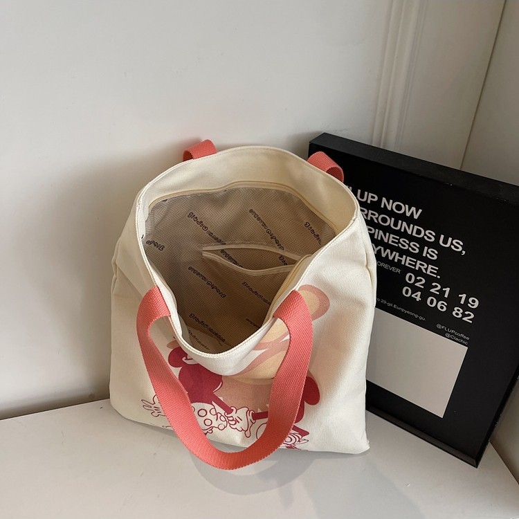 2025 New canvas handbag, casual cartoon, business commuting single-shoulder bag, travel tote bag, simple mommy bag Specification drawing