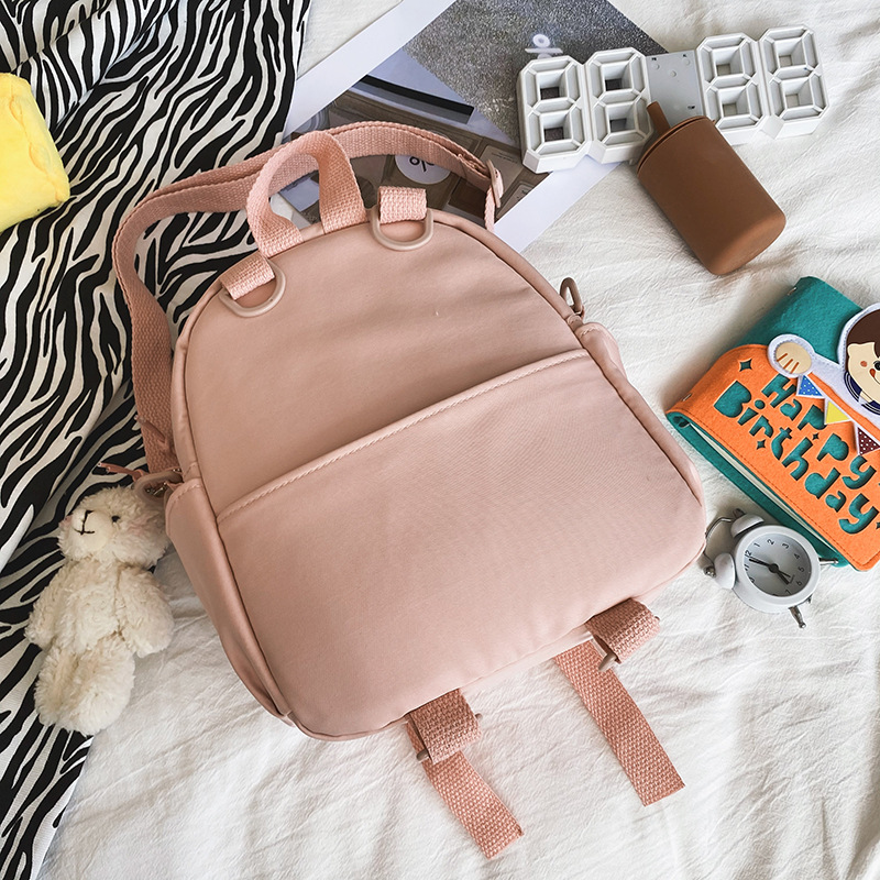 Mini solid-color backpack, Korean style sweet and simple schoolbag for girls, cute children's schoolbag, fresh and clean crossbody bag Specification drawing