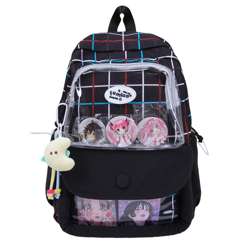 The new schoolbag is in the style of Korean ins academy. It is a high school backpack with a high appearance level and a two-piece backpack for primary school students Item Picture