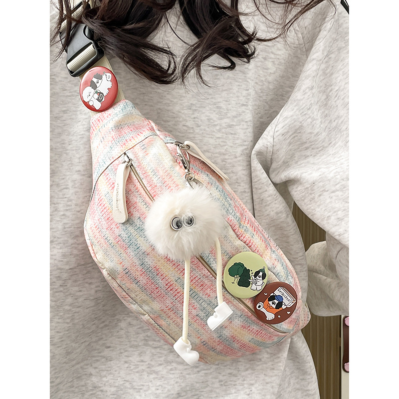 Cute, lightweight and niche crossbody waist bag, Japanese-style Instagram fresh, simple and versatile small bag, forest-style girl's chest bag full figure