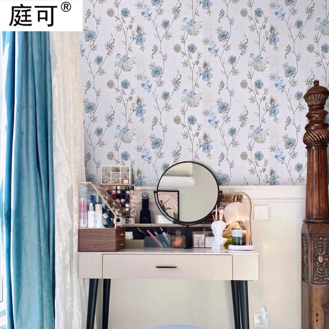 Cross-border floral wallpaper, bedroom background wall, wall renovation stickers, self-adhesive, fashionable plant wallpaper factory wholesale Item Picture