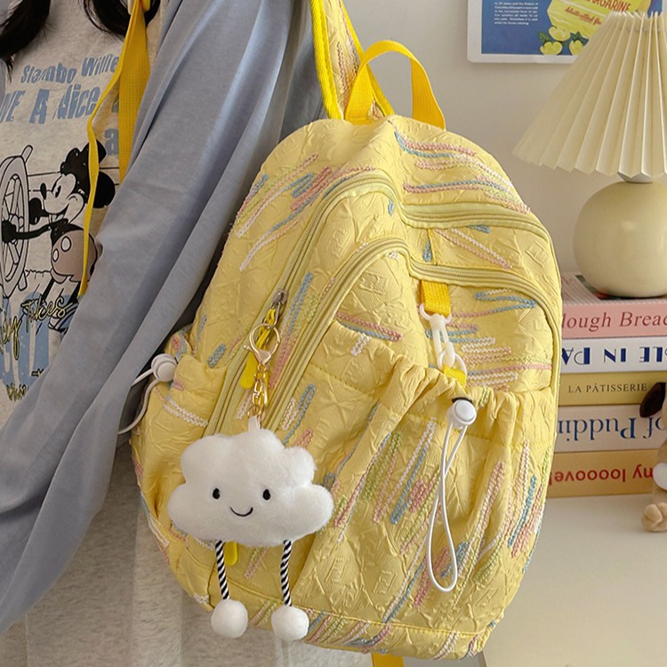 Cross-border trend high appearance level schoolbag for female primary school students, junior and senior high school students, niche design sense, simple and versatile backpack details Picture