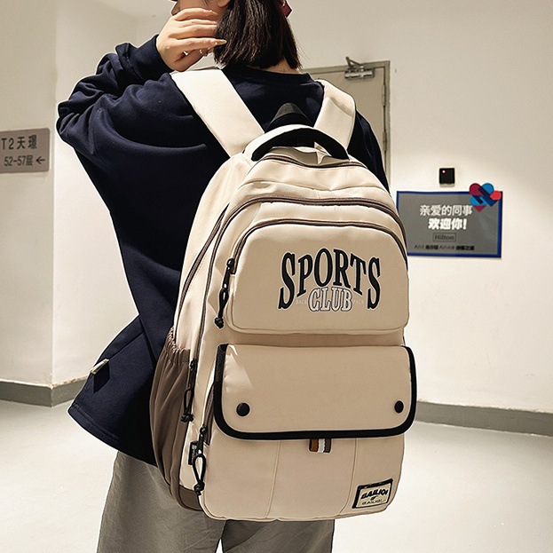 High-quality schoolbag for men, American retro trend, ins middle school backpack, large-capacity couple computer backpack full figure