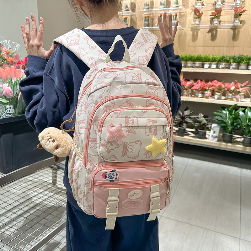 A new high-appearance-level, fresh, sweet and cute bear backpack from Korean Instagram, a large-capacity backpack for junior and senior high school students full figure