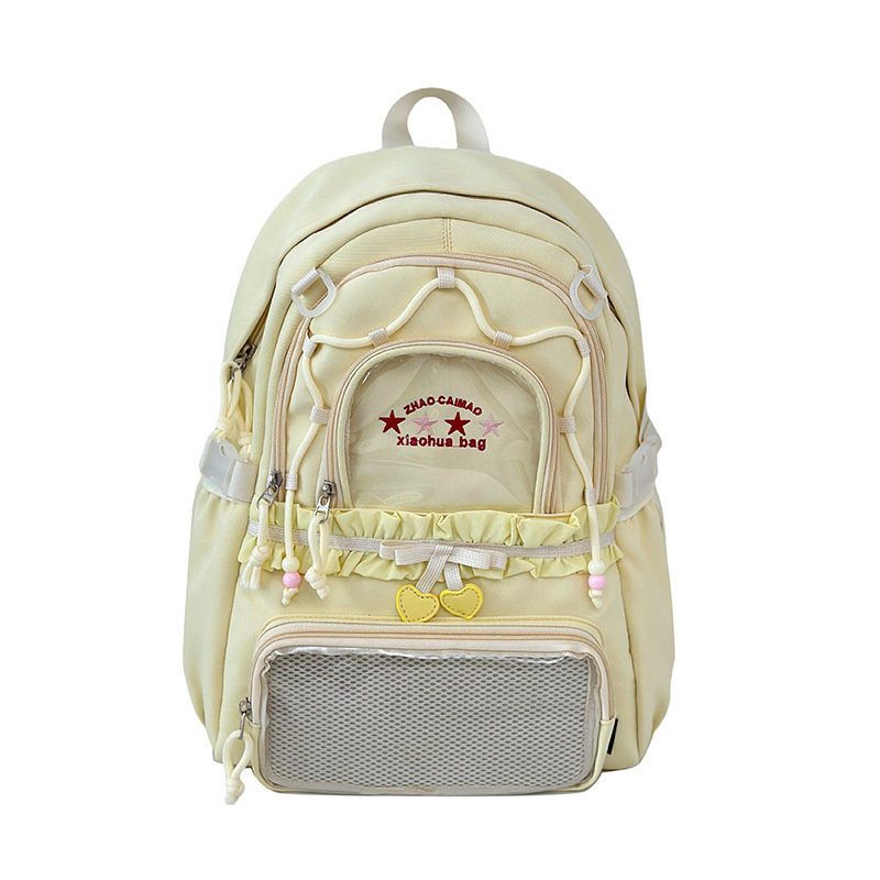 Ballet-style pleated lace pain bag schoolbag, large-capacity backpack for junior and senior high school students, ins 2D kid bag backpack Item Picture
