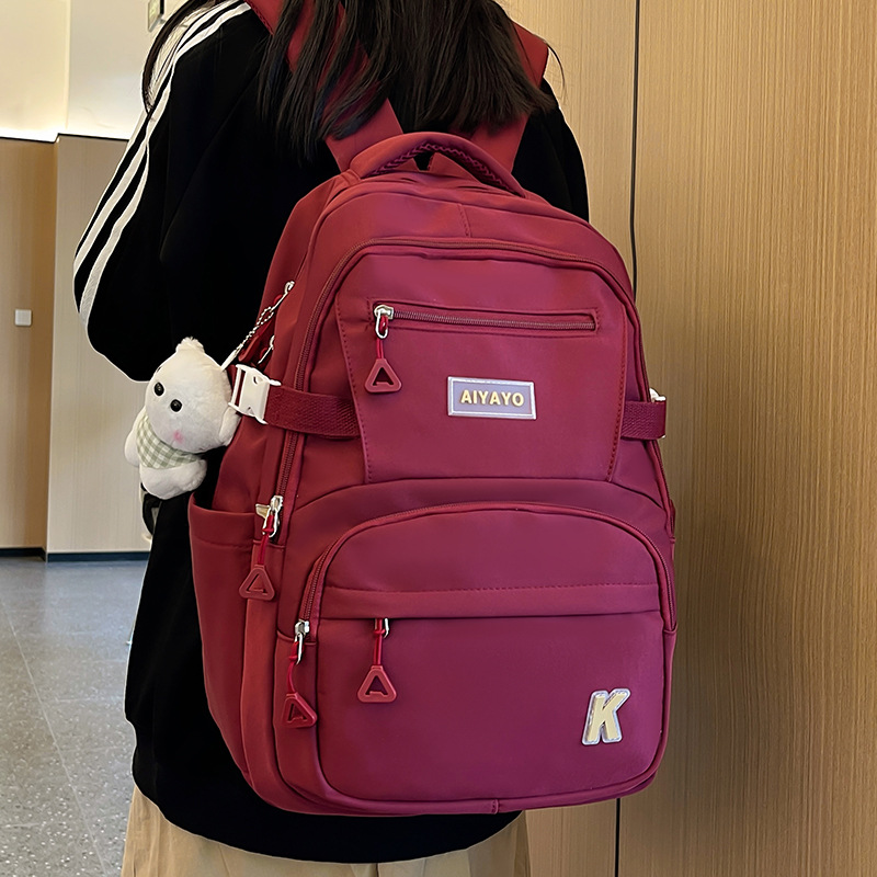 Large-capacity schoolbag for girls, Korean version of forest-themed college style, junior and senior high school student backpack, multi-layered primary school student backpack full figure