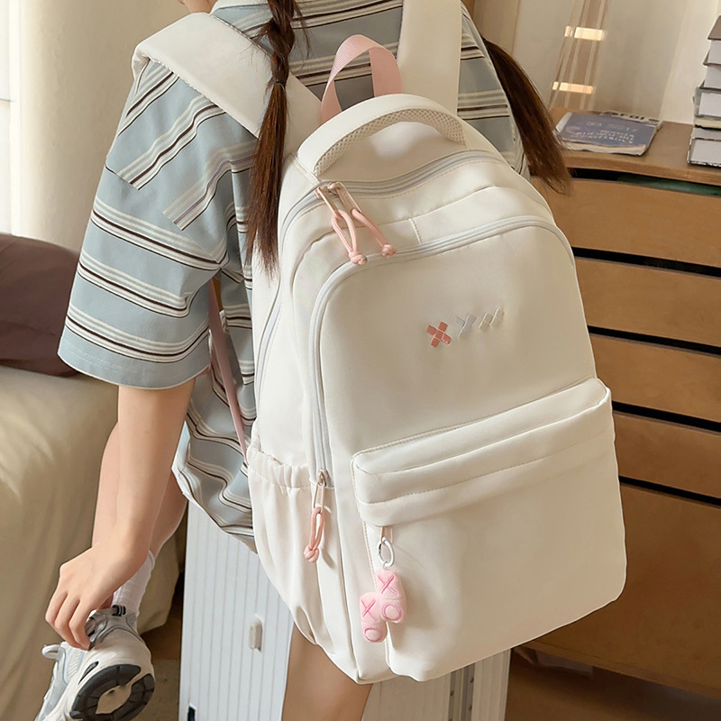 A new high-appearance-level Korean ins fresh and sweet backpack for junior and senior high school students, a large-capacity backpack for light travel details Picture