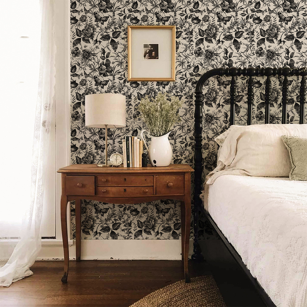 Funlife High-quality rose self-adhesive Wallpaper for European country style, versatile and warm bedroom wallpaper STZ038 Specification drawing