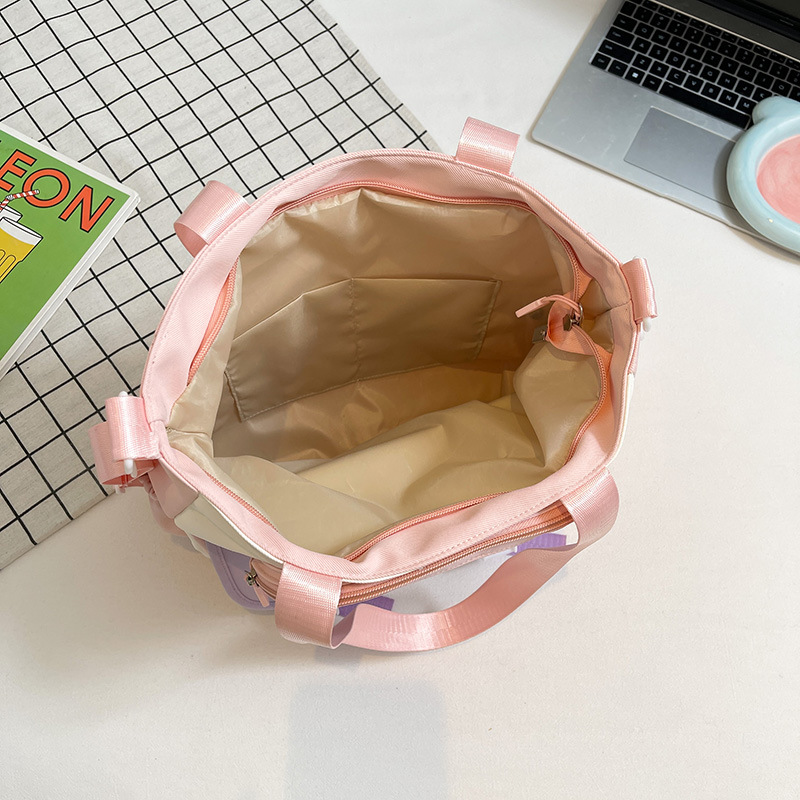 High appearance level, cute color-blocking bags for primary and secondary school students' make-up classes, sweet college style, single-shoulder bags for college students' commuting to class Specification drawing