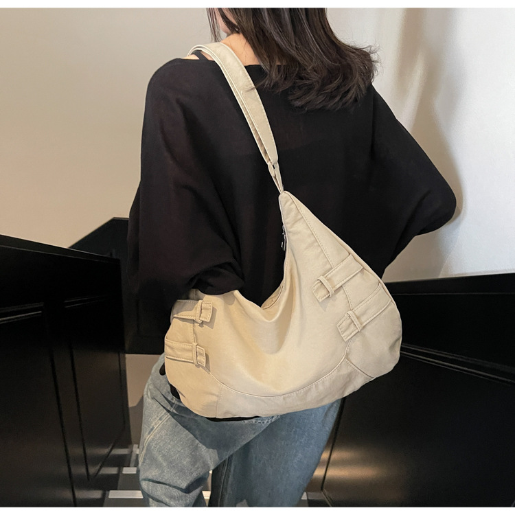 Korean style ins fashion single-shoulder bag for work, simple commuting women's bag for Spring/Summer 2025, versatile canvas dumpling bag details Picture