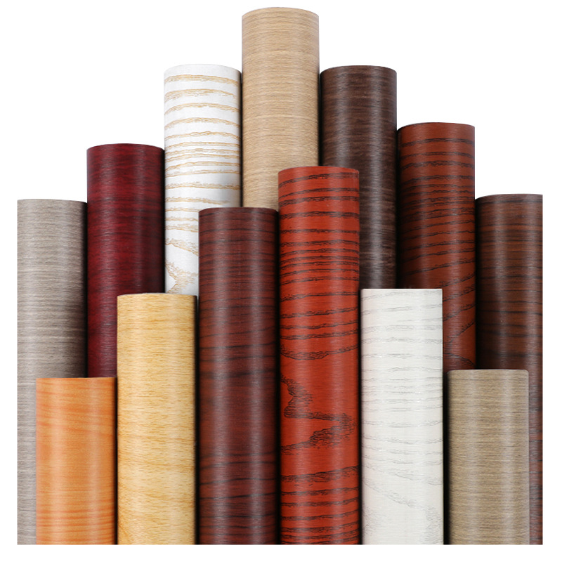 Retro wood grain aluminum foil stickers, self-adhesive wallpaper, waterproof and moisture-proof, wardrobe, table, wooden door stickers, furniture color change and renovation stickers Item Picture