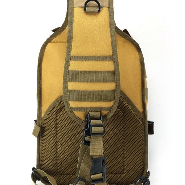 2025 New large-capacity camouflage tactical chest bag, outdoor casual single-shoulder bag, sports travel, mountain climbing and cycling crossbody bag Specification drawing