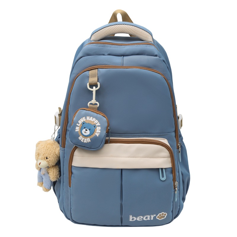 A cute Korean version of a schoolbag in an Instagram style for primary school students from grades three to six, and a color-matched backpack for middle school students Item Picture