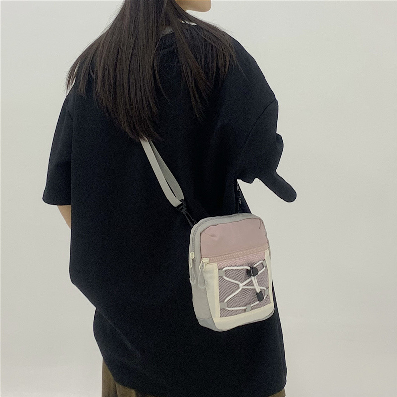 A new Korean-style niche design drawstring strap short-distance hiking bag for both men and women, a versatile crossbody bag for travel details Picture