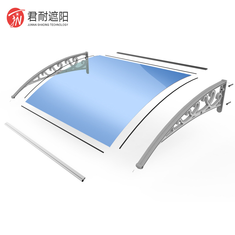 Aluminum alloy canopy, outdoor silent rainproof canopy, household balcony doors and Windows, pc polycarbonate sheet silent rain cover, sunshade canopy Item Picture