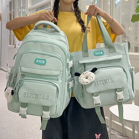 A new high-appeal, fresh and sweet dopamine backpack from Korean Instagram, a lightweight and large-capacity backpack for junior and senior high school students details Picture