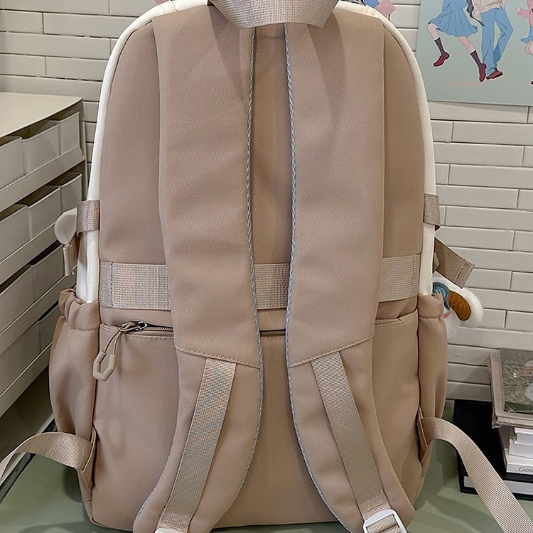A new high-capacity backpack with a high appearance level for junior and senior high school students in a fresh and sweet color contrast style from Japanese Instagram Specification drawing