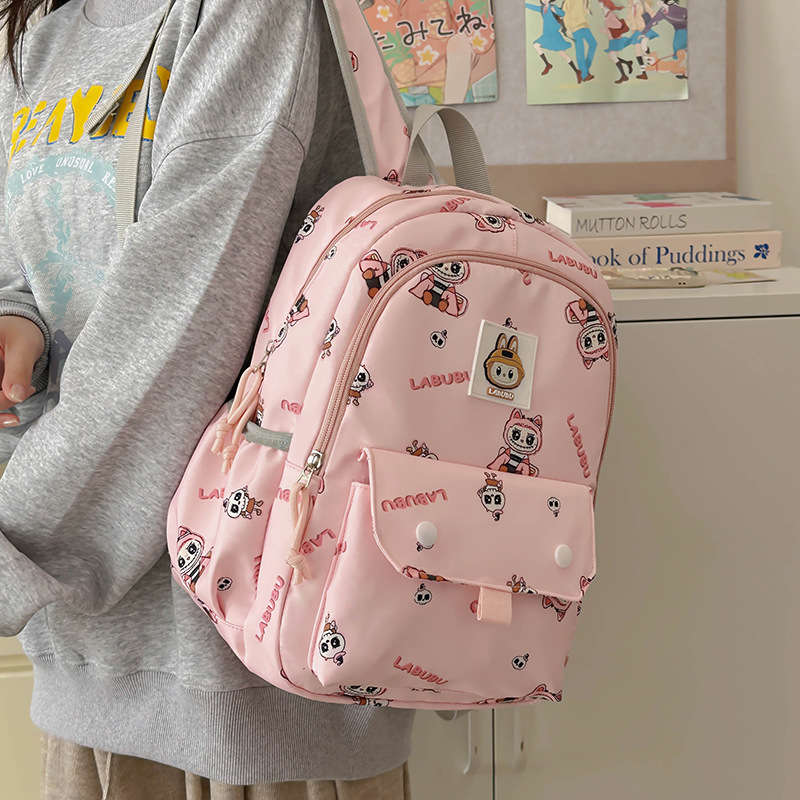 Cute printed schoolbag for girls in primary school, light backpack for girls in kindergarten, middle and senior classes, and preschool full figure