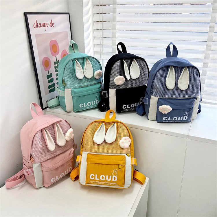 Spring New Children's backpacks, Rabbit Ears Leisure Kindergarten Boys' and Girls' bags, cartoon bags, cute shoulder bags for children full figure
