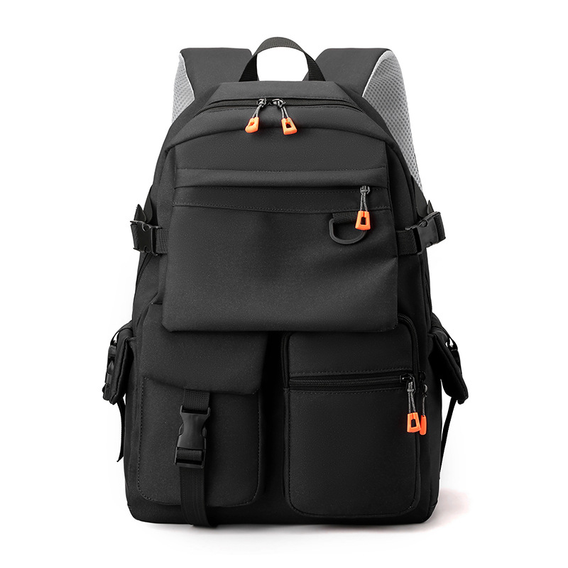 New large-capacity multi-compartment casual, versatile and simple backpack, solid color waterproof and fashionable schoolbag for junior and senior high school students Item Picture