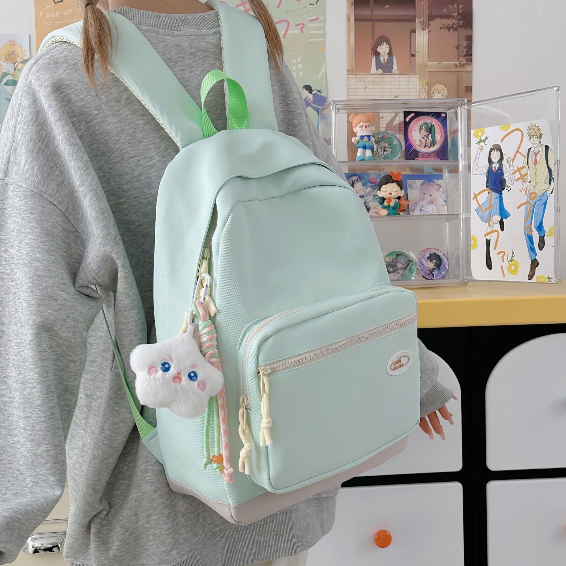 Junior high school schoolbag, Korean style Instagram, cute and simple forest style, high appearance level girl backpack, high school student backpack details Picture