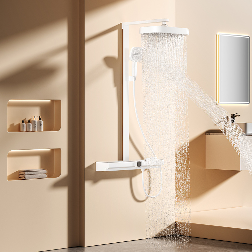 Shower head set, gun gray all-copper shower head, household constant-temperature pressure-increasing nozzle, bathroom for bathing and showering Specification drawing