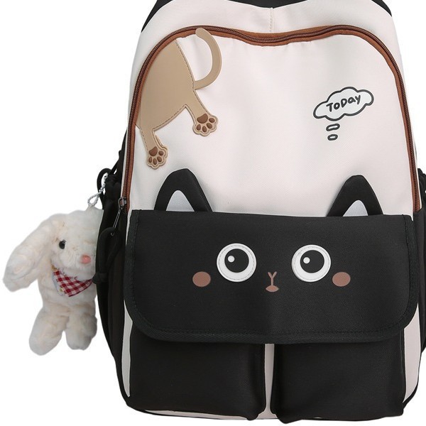 A new high-appeal, fresh, sweet and cute cat backpack from Japanese ins, a lightweight and large-capacity backpack for junior and senior high school students Item Picture