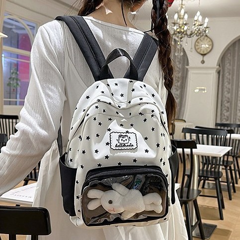 A new mini backpack with a high level of appearance, featuring a fresh, sweet and cute college style, and a star-shaped girl's backpack for traveling and shopping details Picture