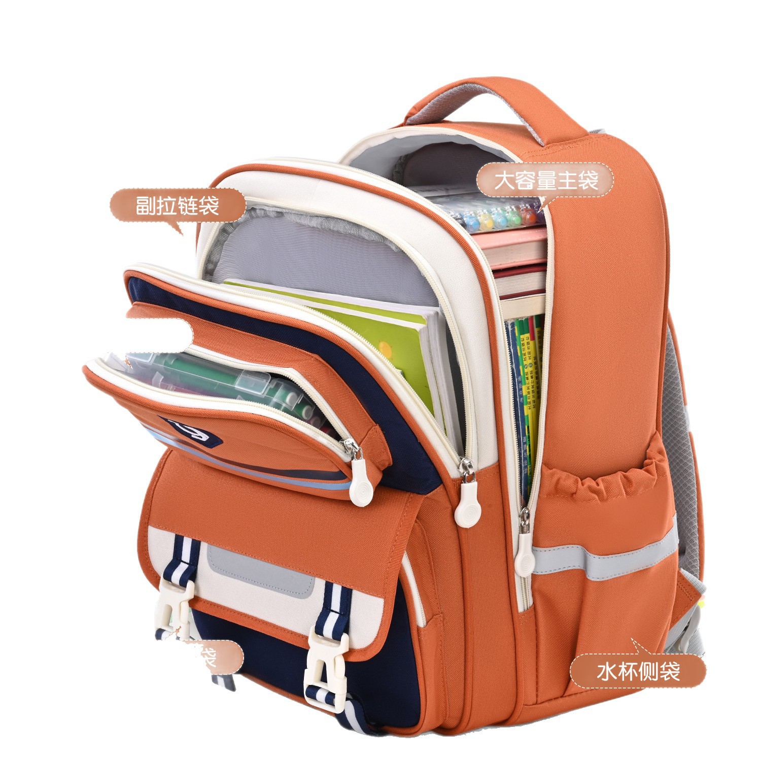 2025 new primary school schoolbag large capacity backpack 1-3-6 grade make-up class backpack wholesale printed log Item Picture
