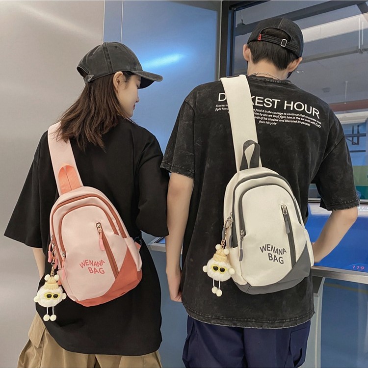 2025 New Japanese crossbody bag, Instagram trendy brand casual color contrast large capacity chest bag, fashionable cycling simple backpack full figure
