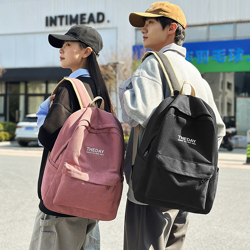 New InS-style retro canvas backpack, simple and versatile Japanese style, college student schoolbag, casual large-capacity backpack details Picture