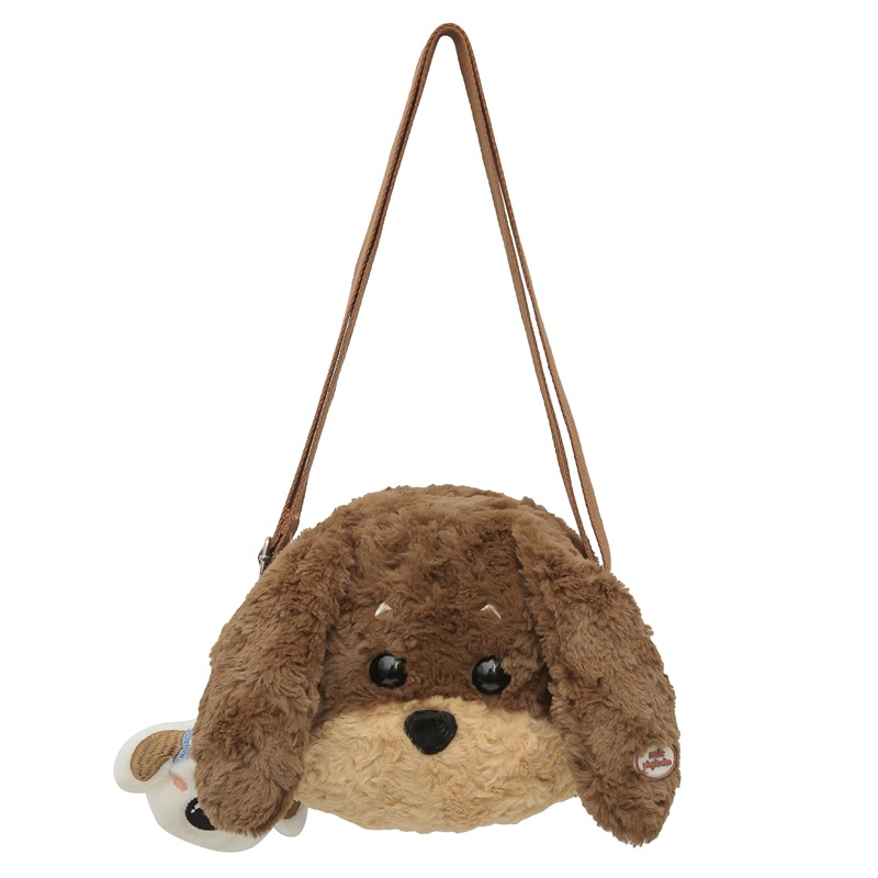 Cute puppy plush bag, crossbody bag, girl cartoon girl shoulder bag, versatile casual shopping doll, mobile phone case Item Picture