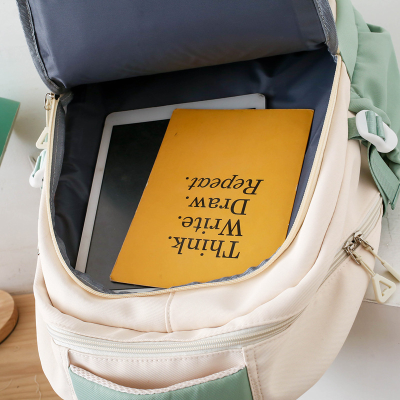 A new Korean style Instagram sweet and color-blocking backpack for girls, a lightweight backpack for primary school students from grades three to six Application Scenario