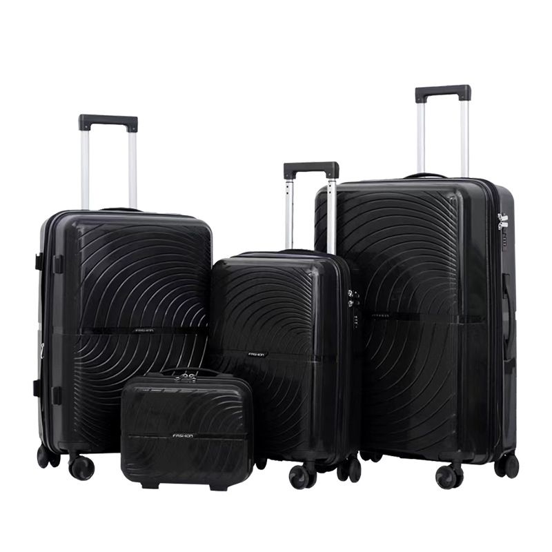 Foreign trade cross-border large-capacity PP trolley case, explosion-proof zipper suitcase, student combination case with expansion travel case full figure