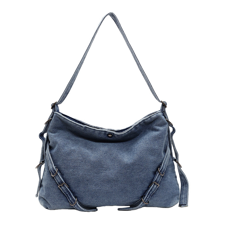 Denim bag for women, large-capacity 2024 new autumn and winter versatile single-shoulder crossbody bag, college student tote bag for class Item Picture