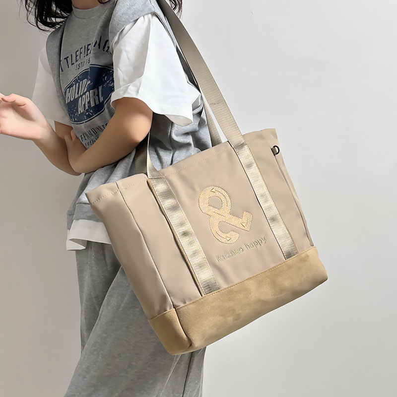 Simple single-shoulder bag for women, 2024 new versatile large-capacity tote bag, student class bag, commuting color-blocking handbag details Picture