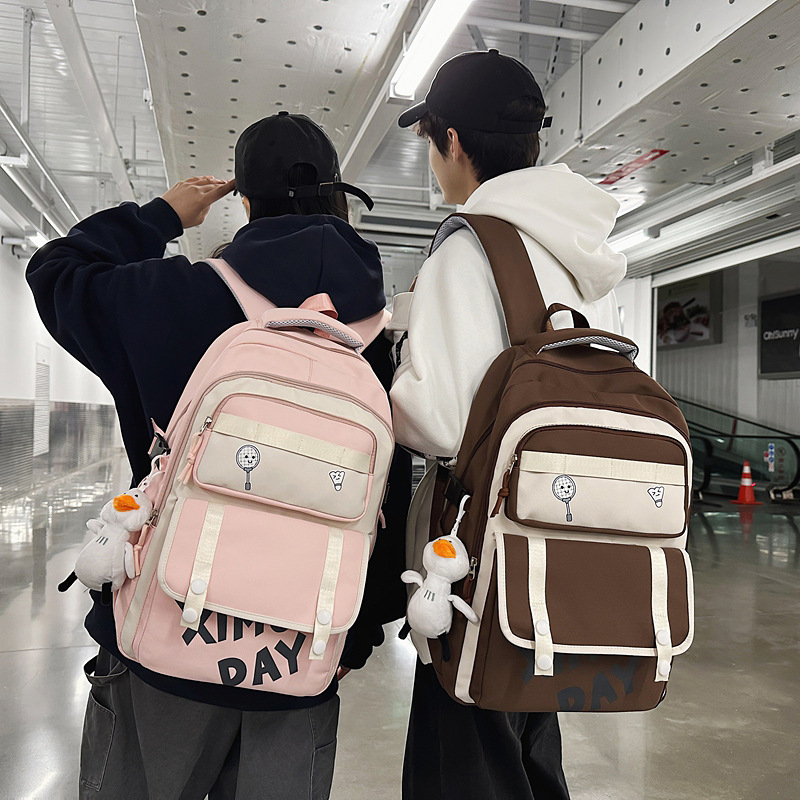 New men's Korean style Instagram trendy couple casual backpack, large-capacity backpack for teenagers and students details Picture