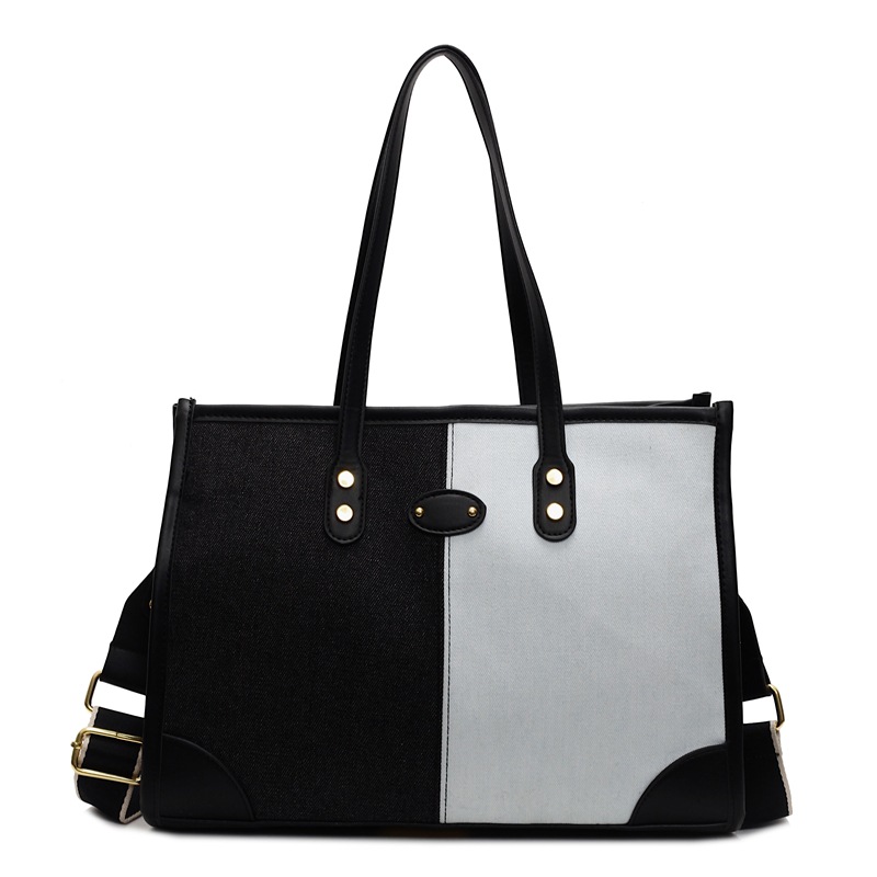 Denim bag for women, large capacity 2025 new spring/Summer versatile casual single-shoulder bag, college student tote bag for class Item Picture