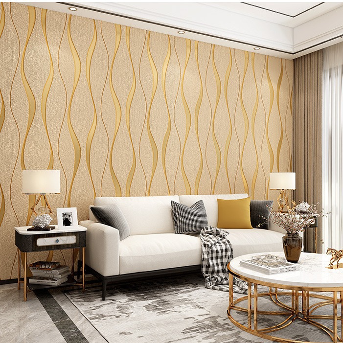Modern and simple 3D silver-gray striped non-woven fabric wallpaper for living room, TV background and bedroom Specification drawing
