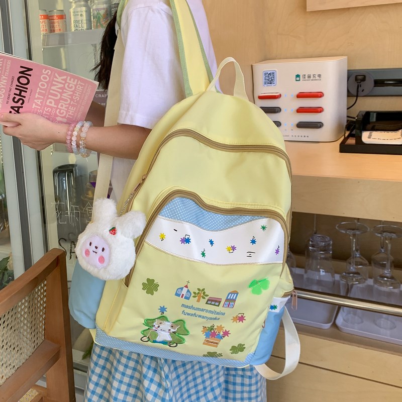 New InS-style Korean-style backpacks for girls, cute schoolbags for junior and senior high school students, fresh and sweet backpacks for college students full figure
