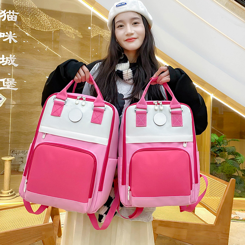 2025 New large-capacity children's hand-held tutorial bag, versatile, lightweight, waterproof backpack, casual training book bag full figure