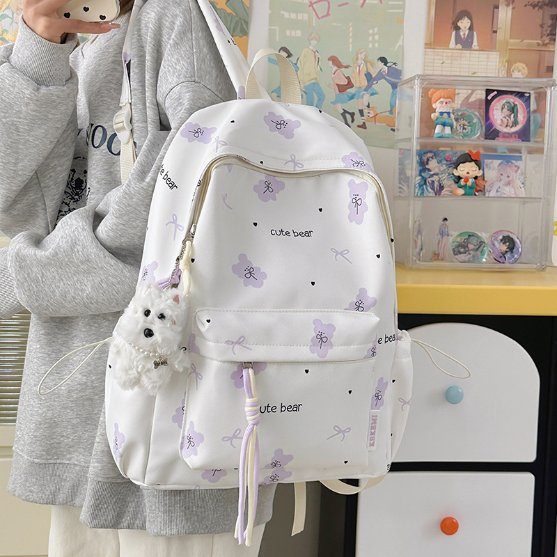 A new high-appeal, sweet and fresh printed backpack with a Korean-style Instagram summer cute and girlish travel backpack details Picture