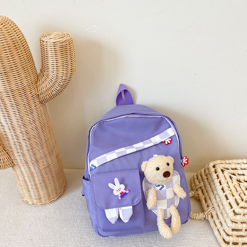 New children's bag 2024: Fashionable backpack, cute kindergarten baby, stylish and sweet schoolbag, Bear cartoon bag details Picture