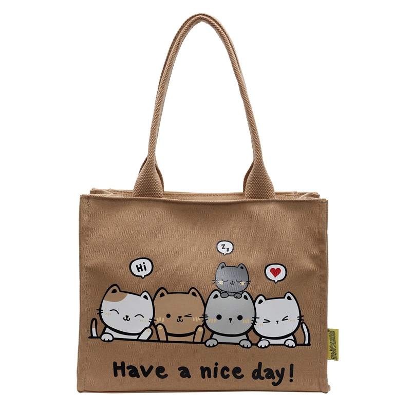 2025 New cute cat large-capacity student book tutorial bag, fashionable and casual single-shoulder bag, commuting handbag Item Picture