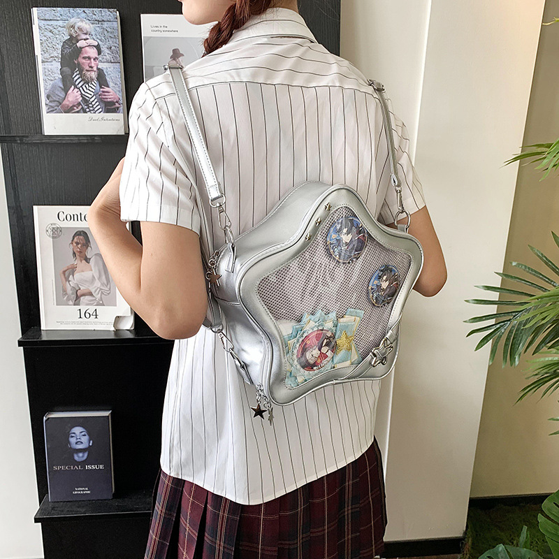 Japanese-style cute smug pain bag, 2D sweet and cool hot girl, Star mini backpack, soft and versatile crossbody bag details Picture