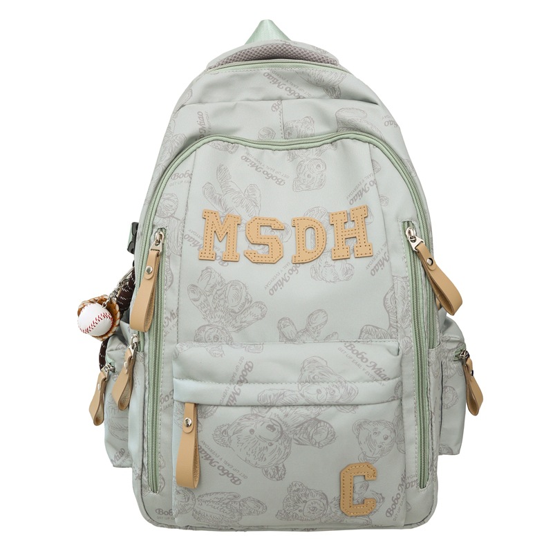 Korean InS-style large-capacity backpack for junior and senior high school students, cute bear print backpack for primary school students with high appearance level Item Picture