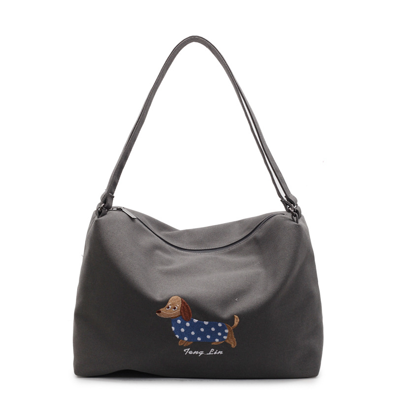 2025 New Korean Ins-style cute canvas crossbody bag, large-capacity laid-back tote bag, commuter dumpling bag Item Picture